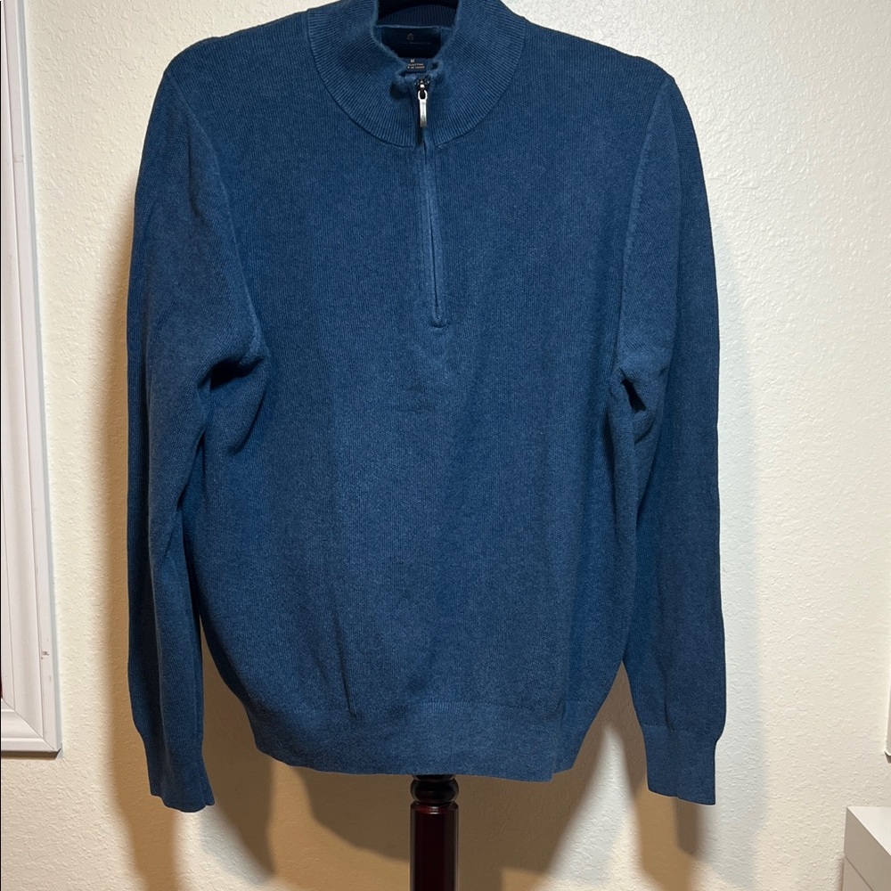 Brooks Brothers Men's Navy 1/4 Zip-Up Sweater